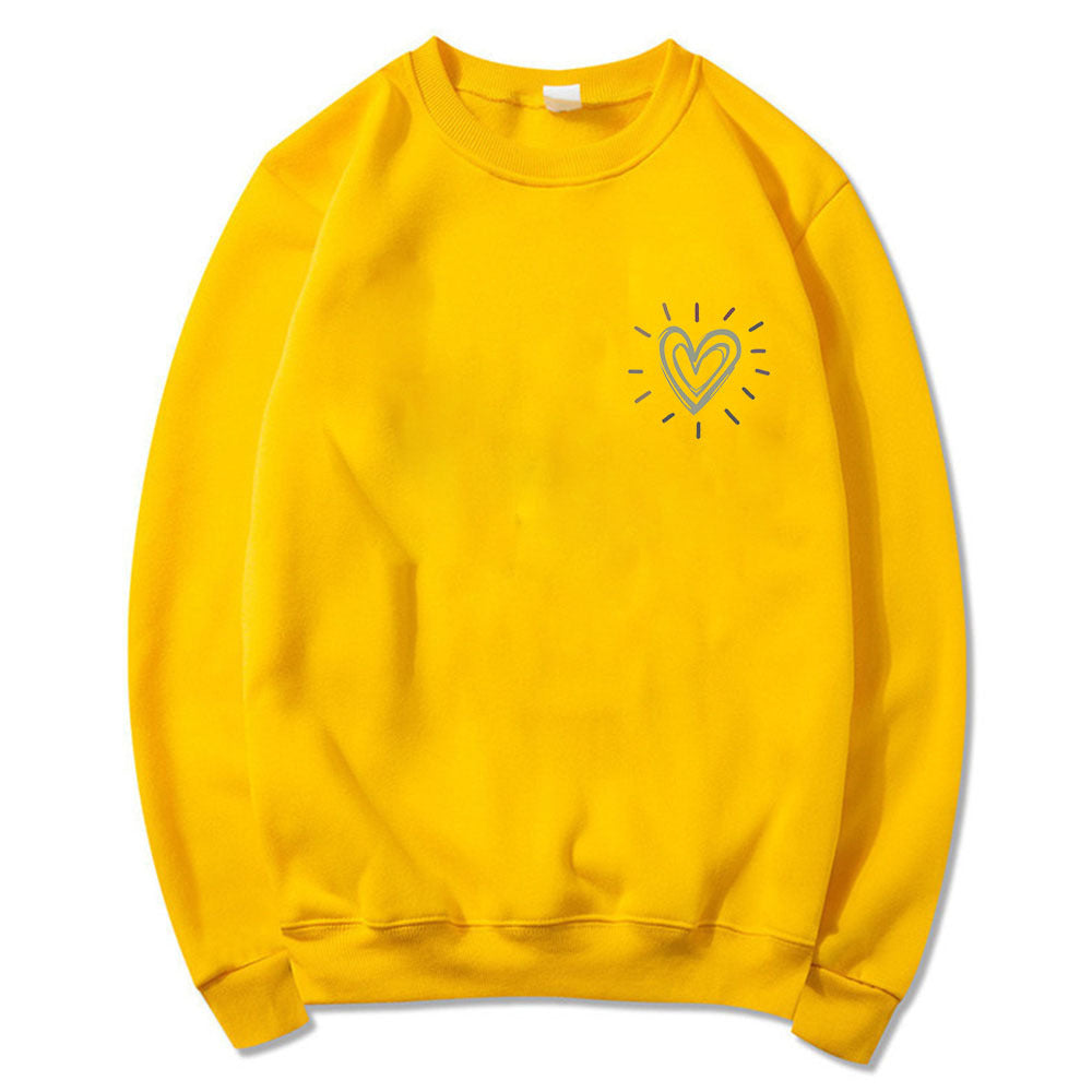 Dame Oversized Sweatshirt med søtt hjerte-motiv og avslappet snitt Skjora
