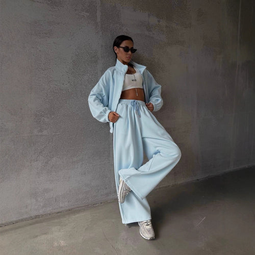 Damer sporty oversized lounge-set med elastisk midjebånd Skjora