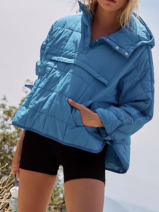 Kvinne Plus Size Polstret Jakke med Hette Skjora