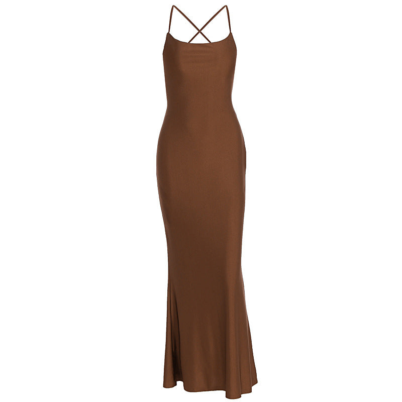 Dame elegant Bodycon maxikjole med skulderfritt design og fine stropper Skjora