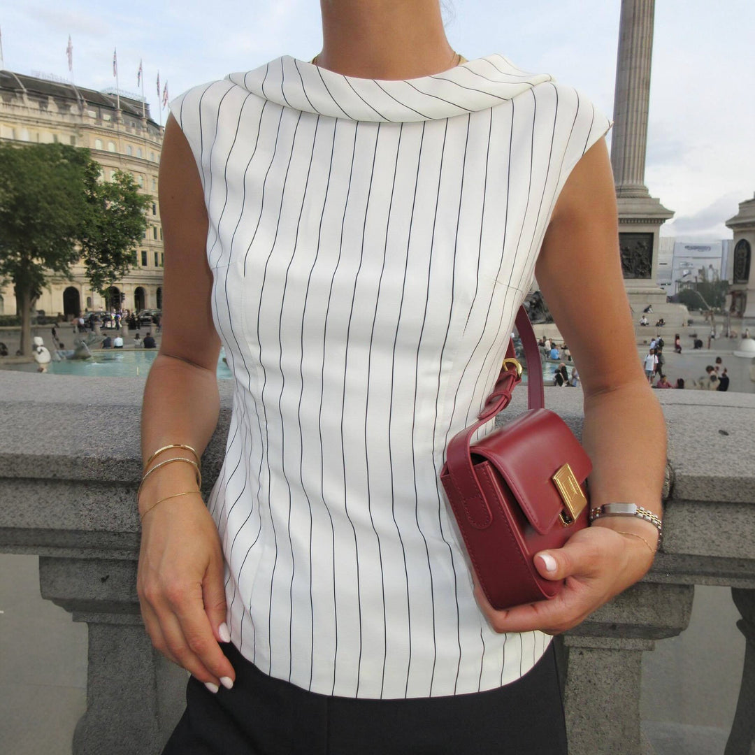 Dame elegant bluse med smale nålestriper Skjora