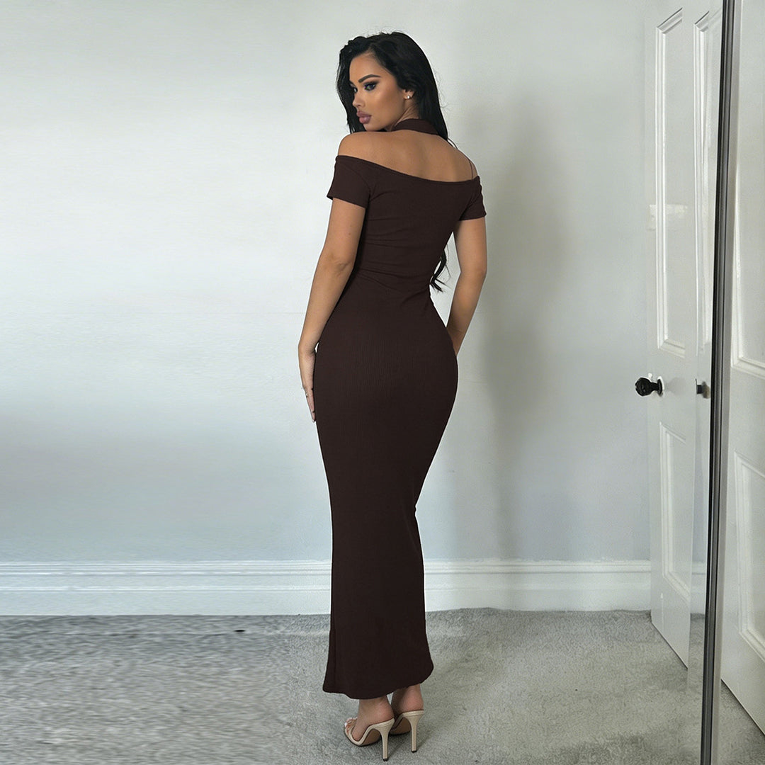Damer Off-Shoulder Maxikjole med elegant Choker Skjora