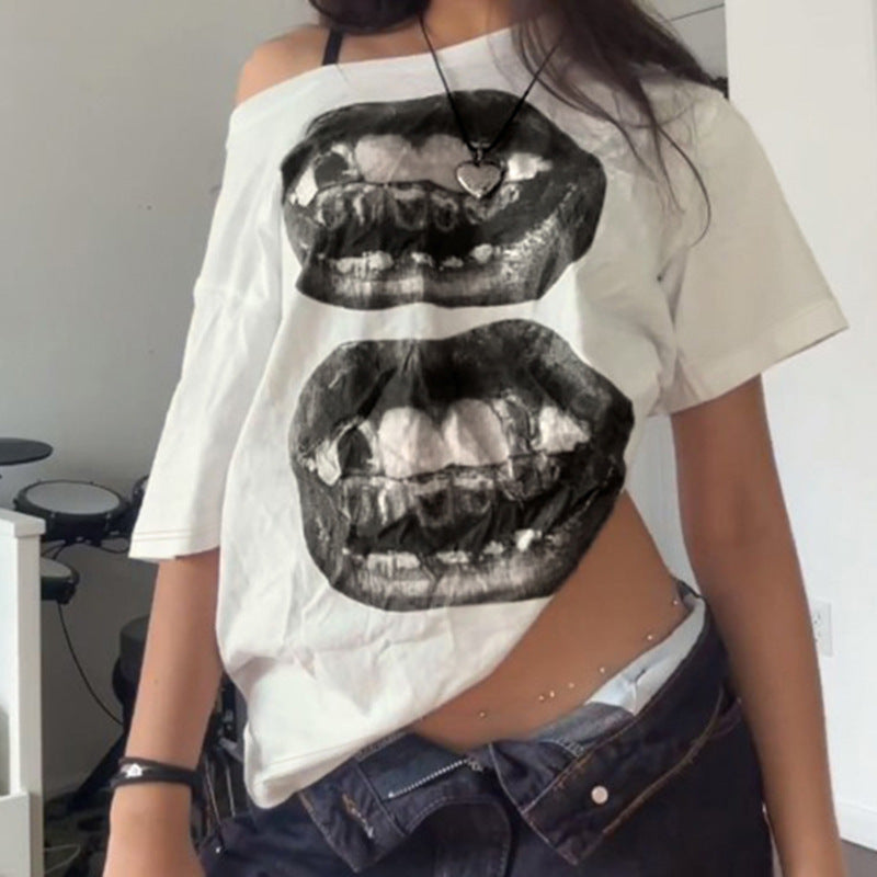 Dame Kreativt Oversized T-skjorte med grafisk trykk Skjora