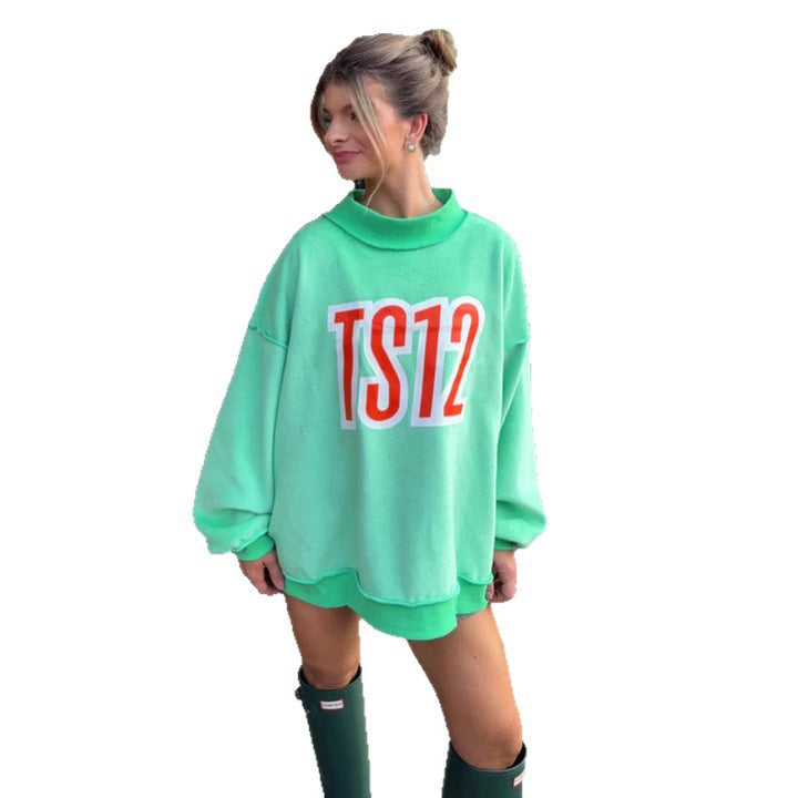 Kvinne Oversized Sweatshirt med Kreativ Grafisk Trykk Skjora