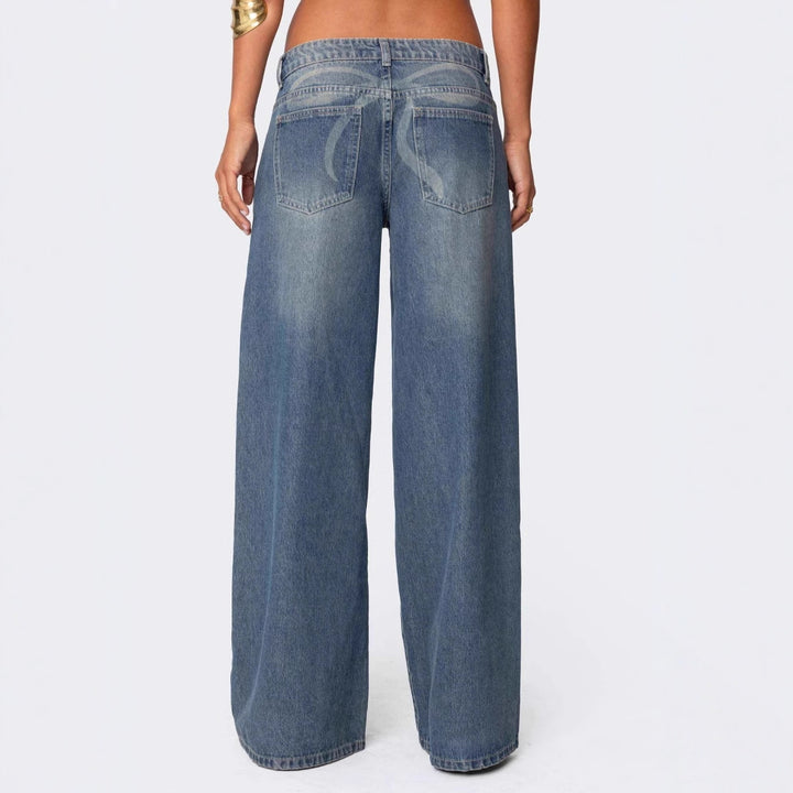 Dame casual flare jeans med bred ben Skjora