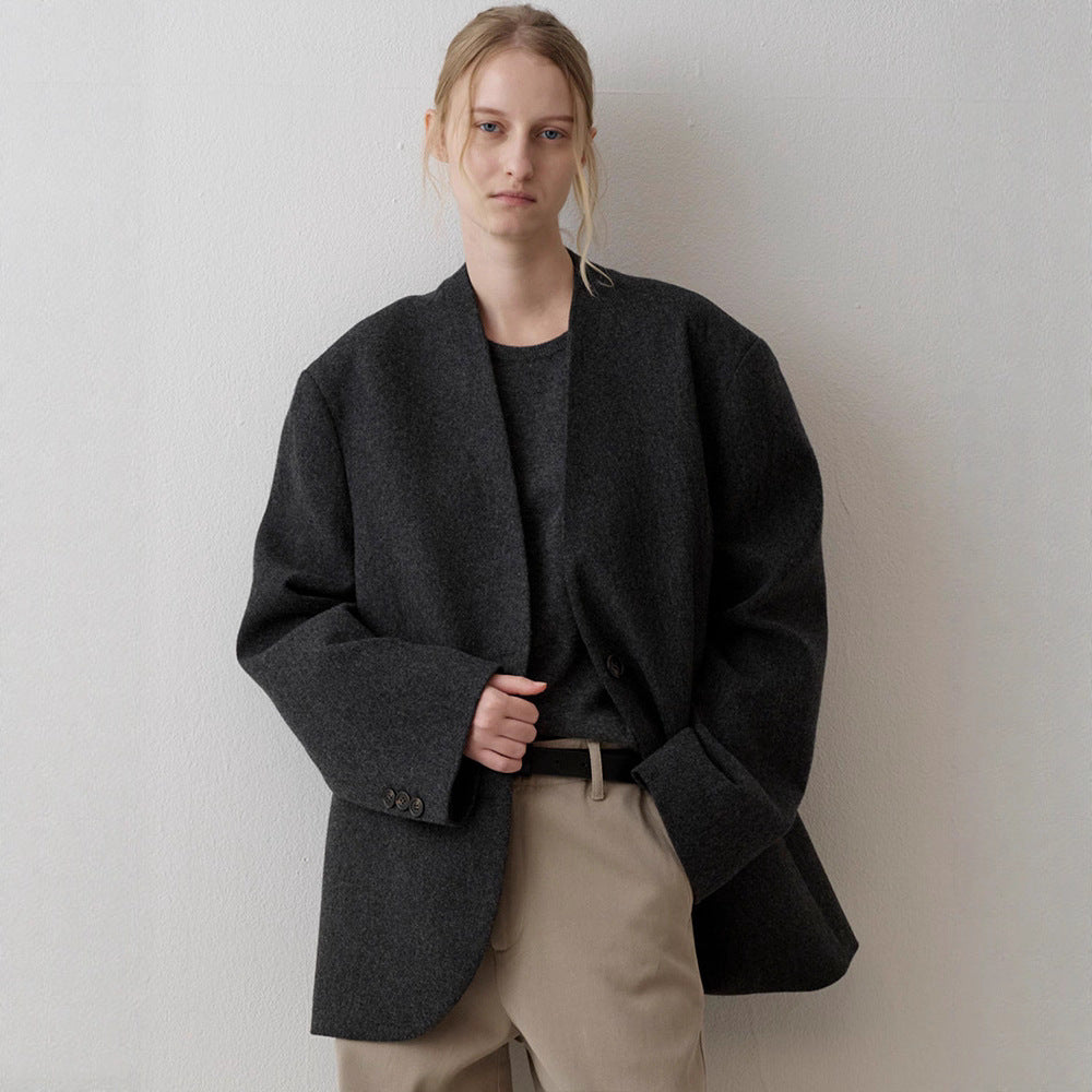 Dame elegant strikk blazere med asymmetrisk snitt Skjora