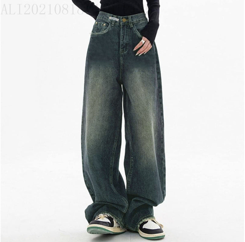 Dame brede høy midje jeans Skjora