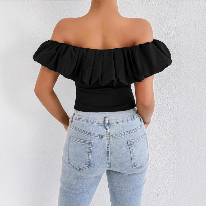 Damer Off-Shoulder Ruffle skjorte med innsvingt snitt Skjora