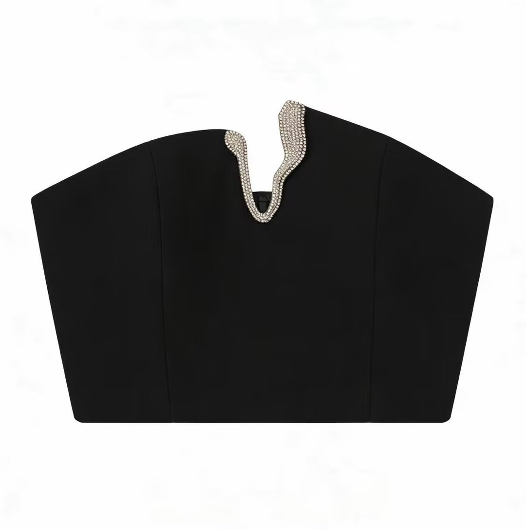 Dame Crop-Top og Mini-Rock Sett med dekorativ detalj Skjora