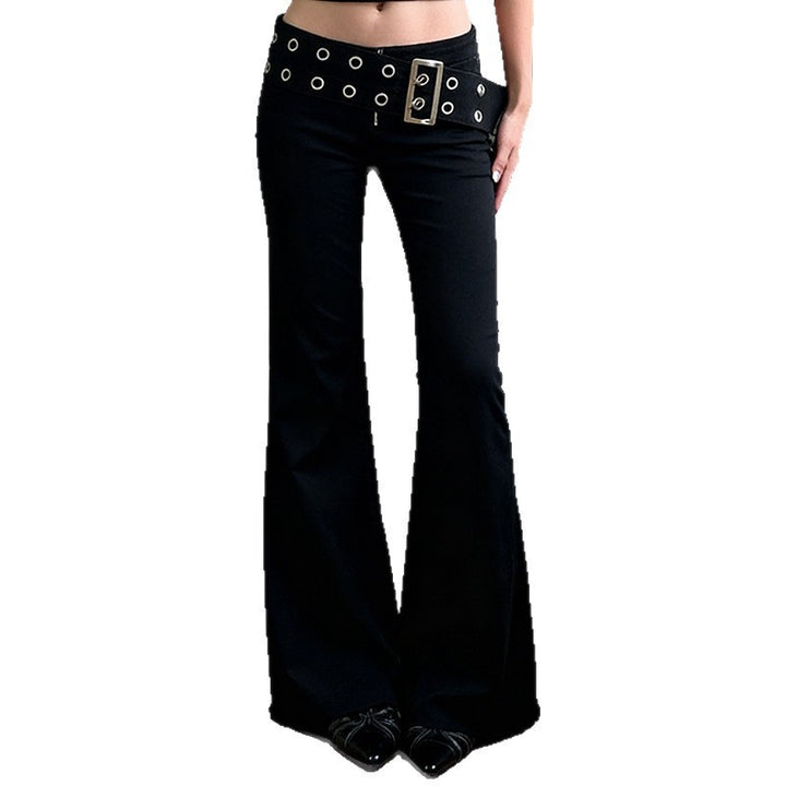 Dame Flared Jeans med justerbart belte og moderne hull-design Skjora