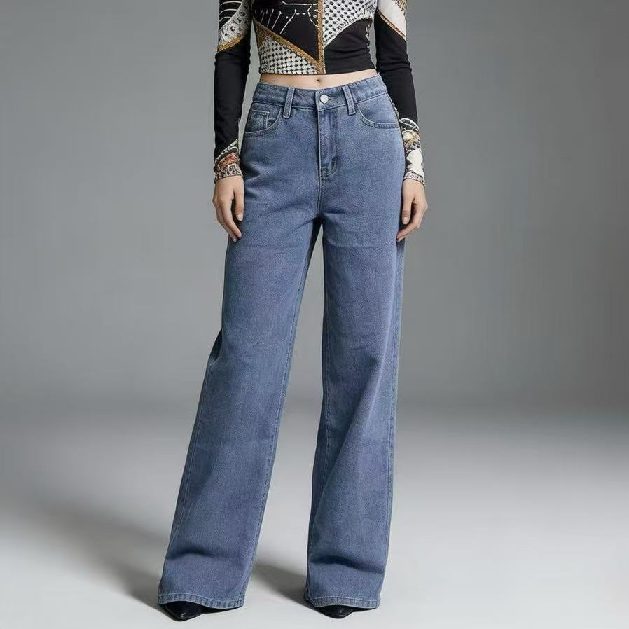 Damer Vidde Høy Midje Jeans med klassisk snitt og frynsete sømmer Skjora