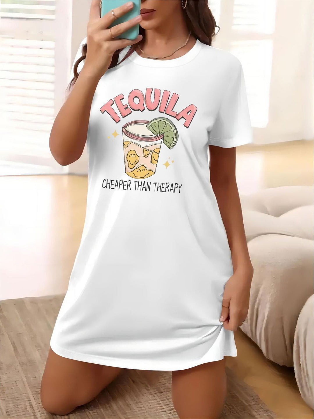 Dame Oversized T-skjorte med inspirerende tekst og iøynefallende grafisk design Skjora