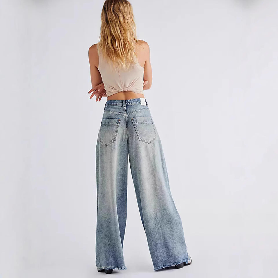 Dame størrelse Høy midje jeans Skjora