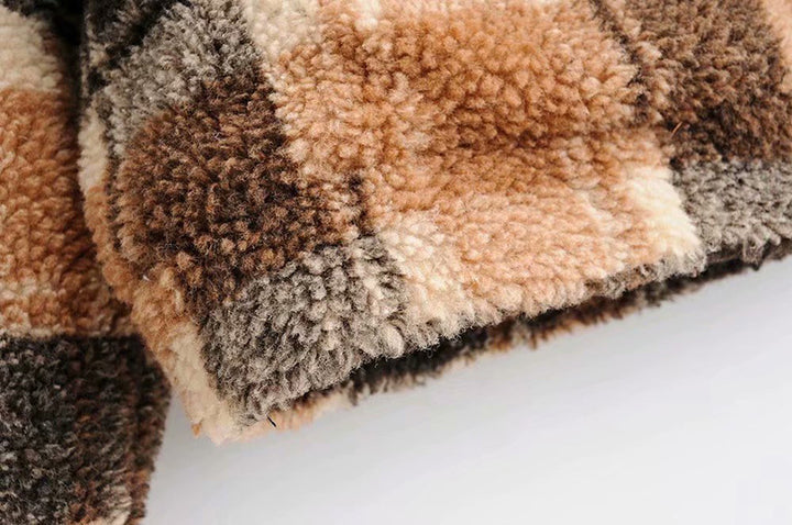 Dame Cozy Flanelljakke i Rutete Design Skjora