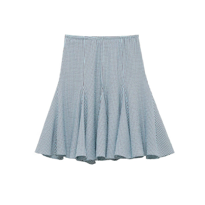 Damer utsvingt Gingham-skjørt med folder Skjora