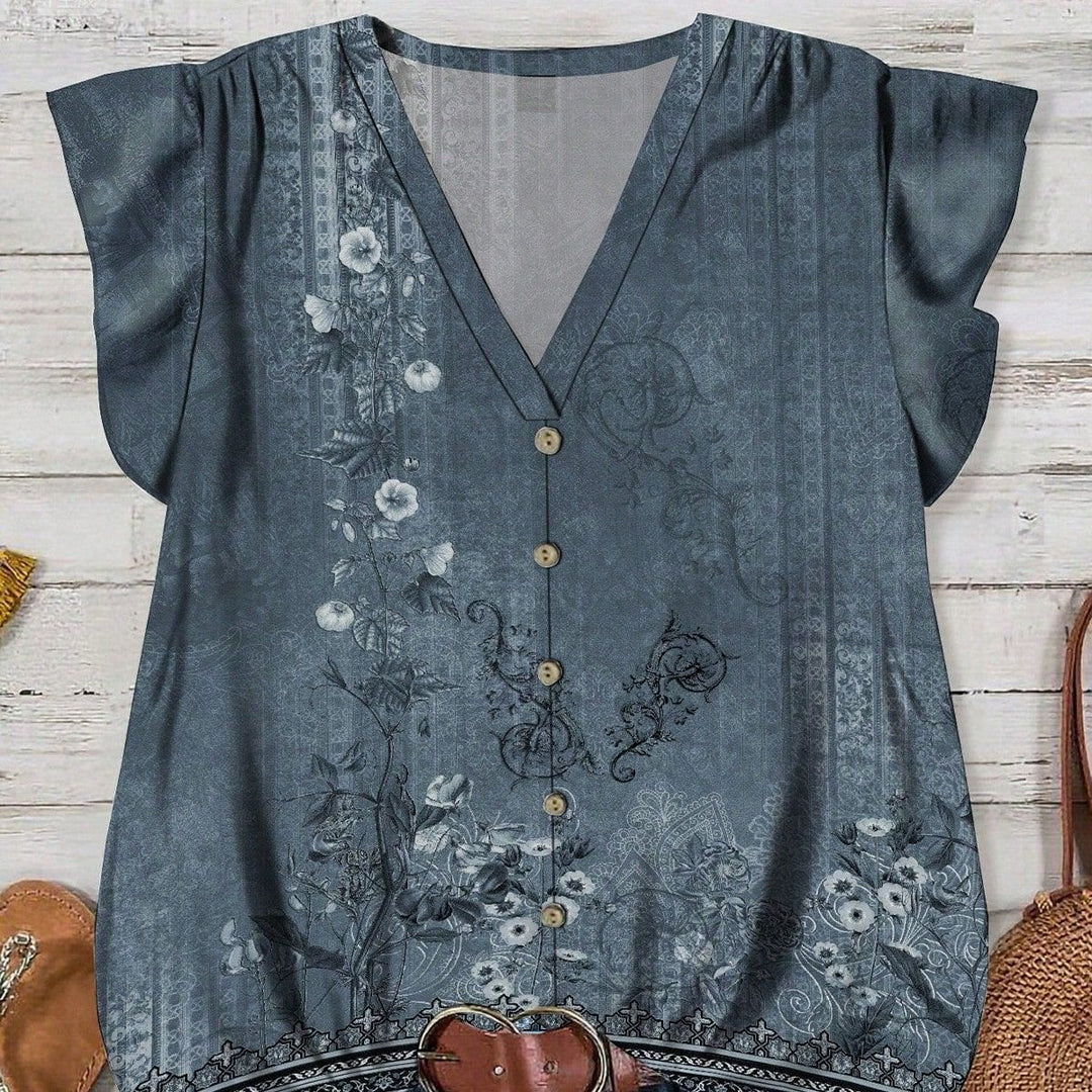 Damebluse med blomsterdesign Skjora