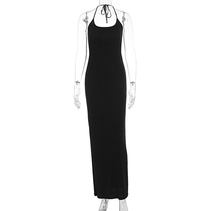 Damer elegant Maxi-kjole med flatterende snitt og raffinert halterneck Skjora