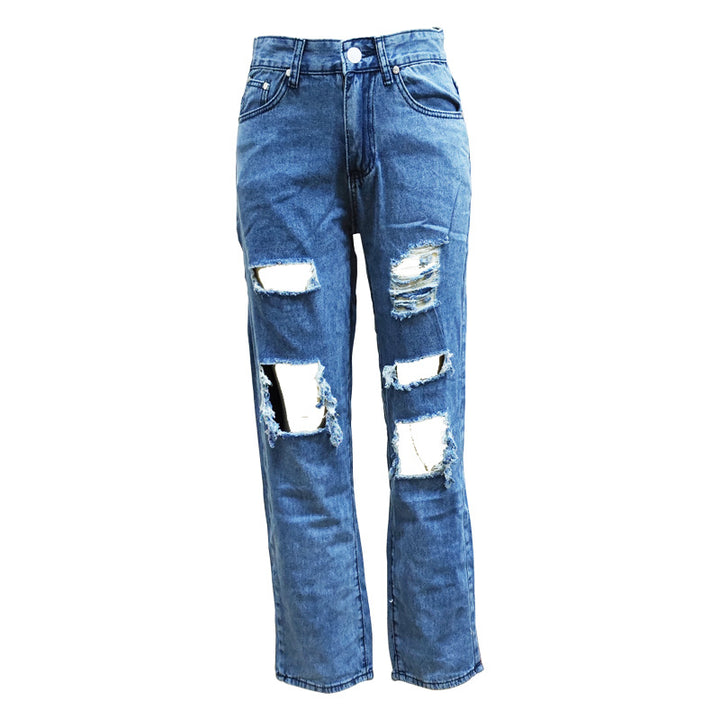 Dame casual destroyed jeans med vid bense Skjora