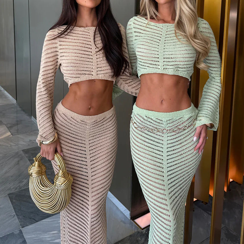 Damen Strickzweiteiler mit weitem Schnitt und eleganten Details Skjora