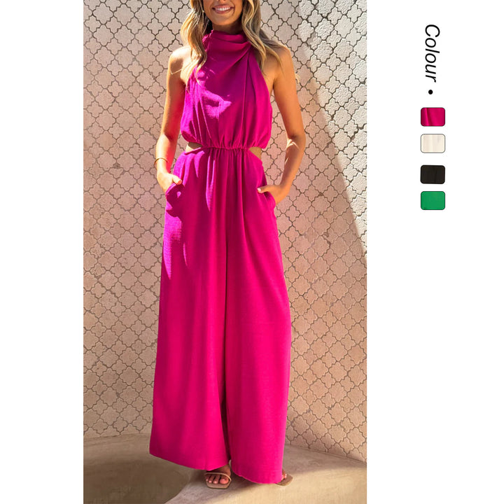 Kvinne jumpsuit med utskjæringer på siden og behagelig bredt ben design
