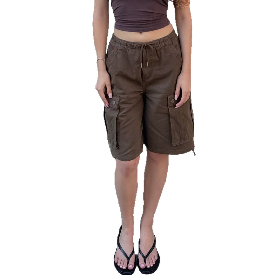 Dame Cargo-shorts med elastisk midje og praktiske sidelommer Skjora