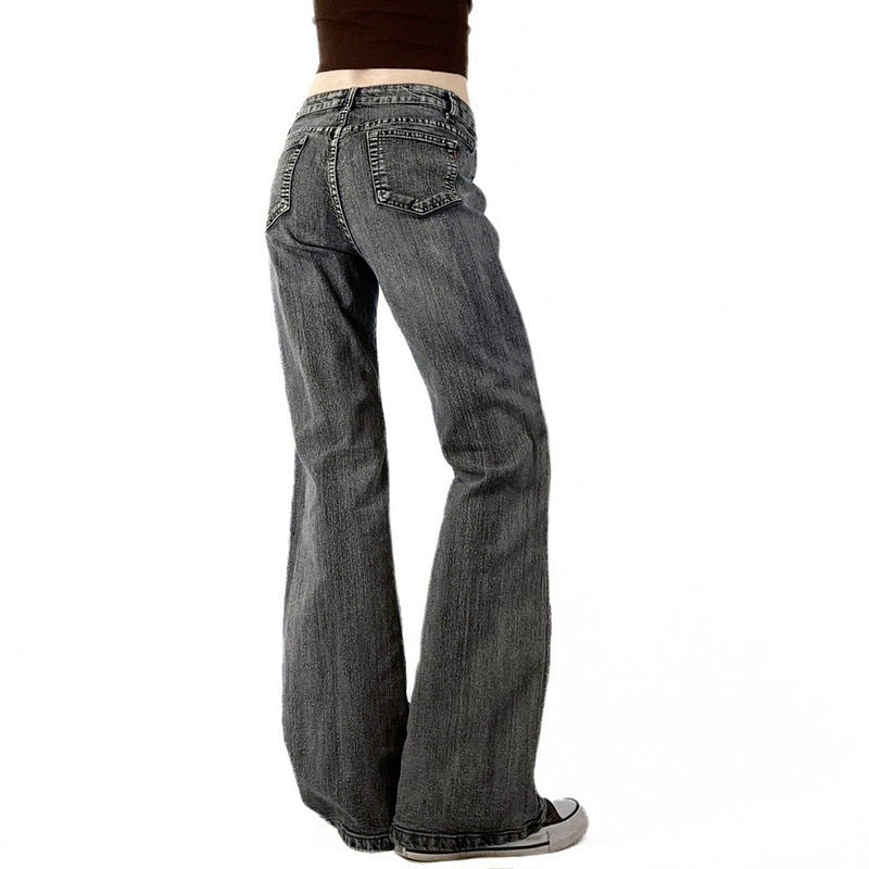 Dame Flared Jeans med blomstermotiv Skjora