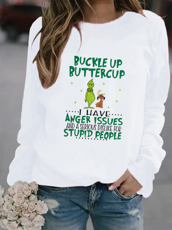 Kvinne sweatshirt med humoristisk sitat og kreativt design Skjora
