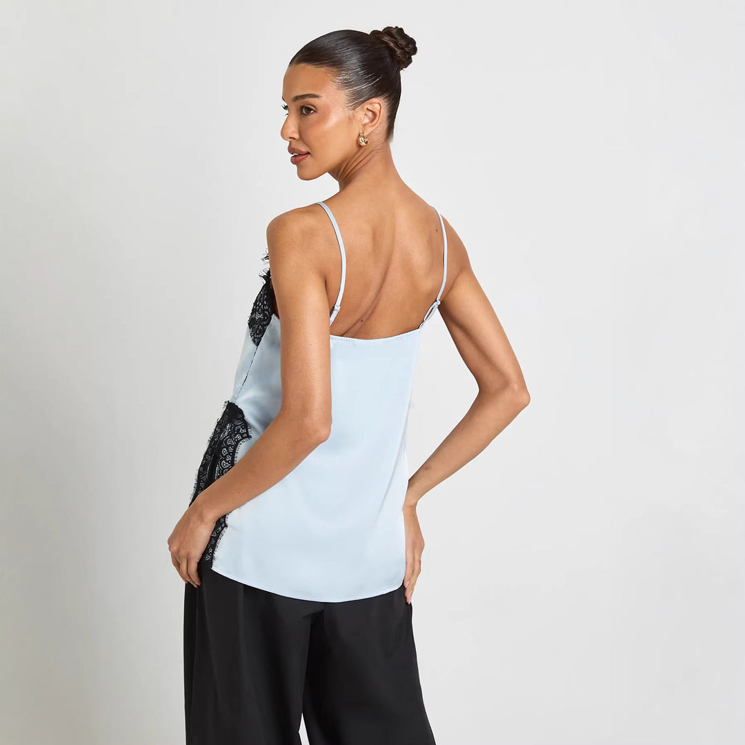 Dame Satin Cami med spissen accenter Skjora
