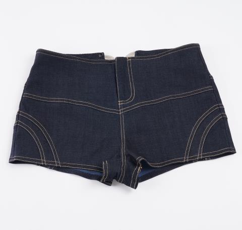 Dame Denim Shorts med høy midje og strukturert snitt Skjora