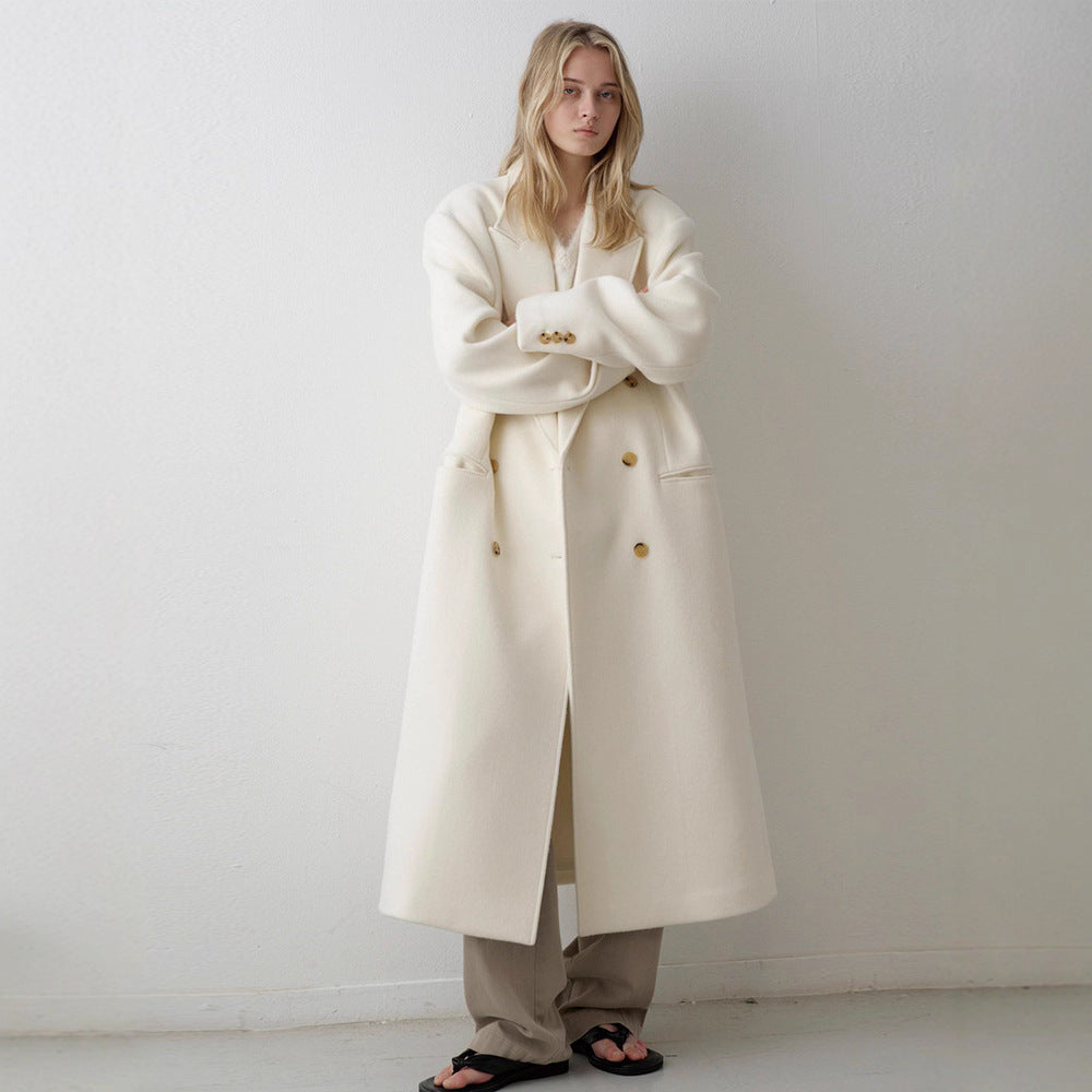 Damer Lenger Oversized-Kåpe med dobbel knappestolpe Skjora