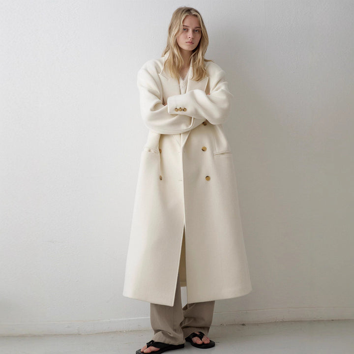 Damer Lenger Oversized-Kåpe med dobbel knappestolpe Skjora