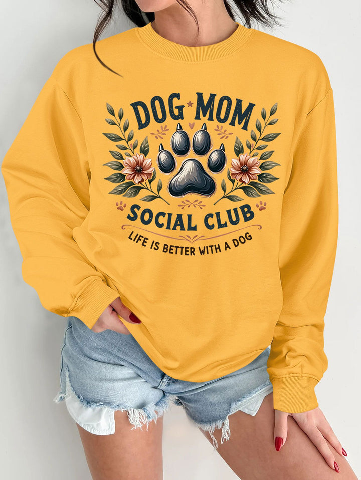 Kvinne sweatshirt med trendy hundemotiv og forbedret trykk Skjora