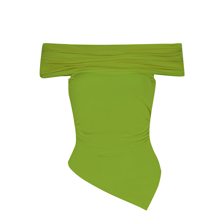 Damer Off-Shoulder Bluser med asymmetrisk kant og rynketing Skjora