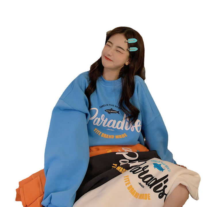 Damer Casual Oversized Genser med Kreativ Grafisk Design og Høykvalitetsmaterialer