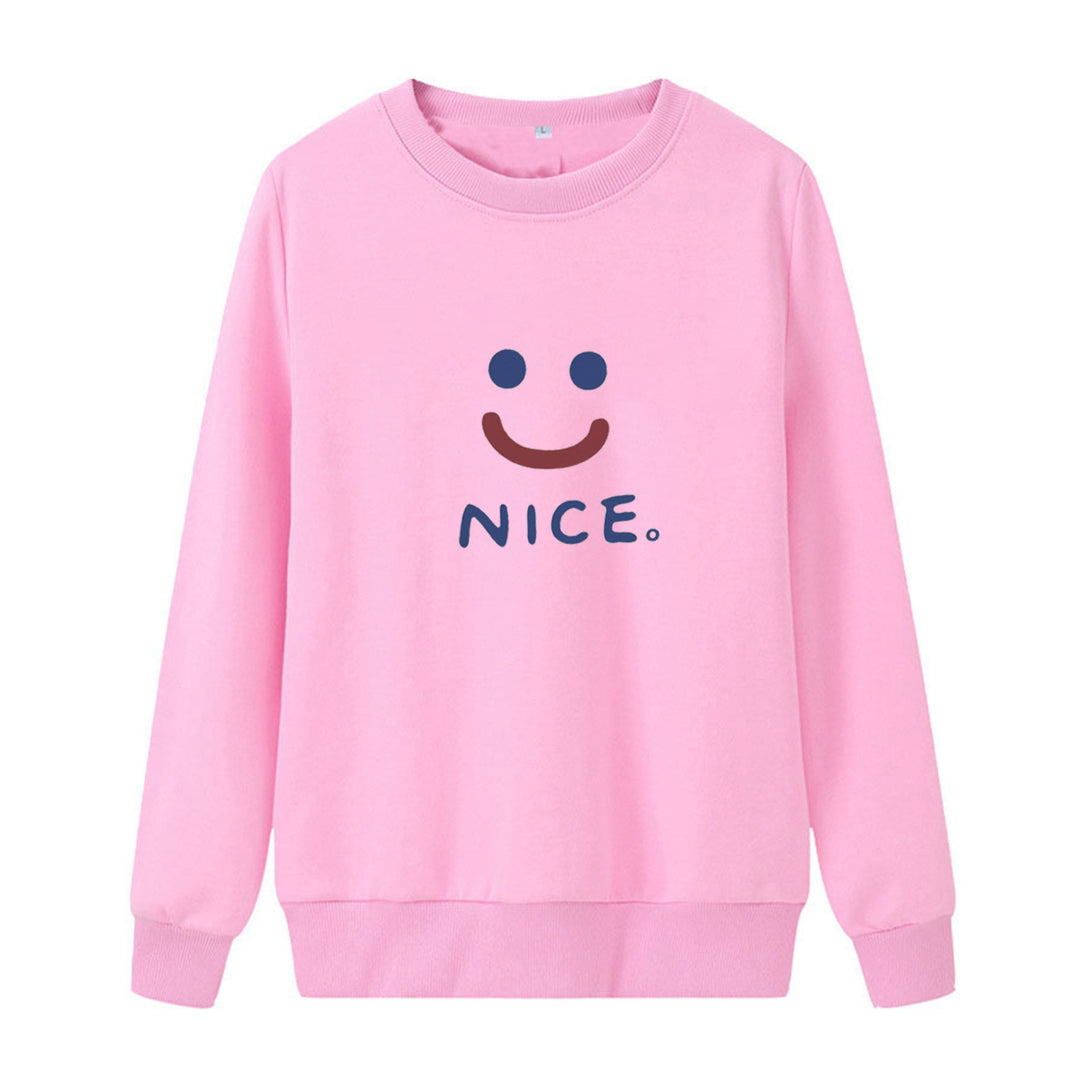 Damer uformell sweatshirt med gledelig smile-motiv Skjora