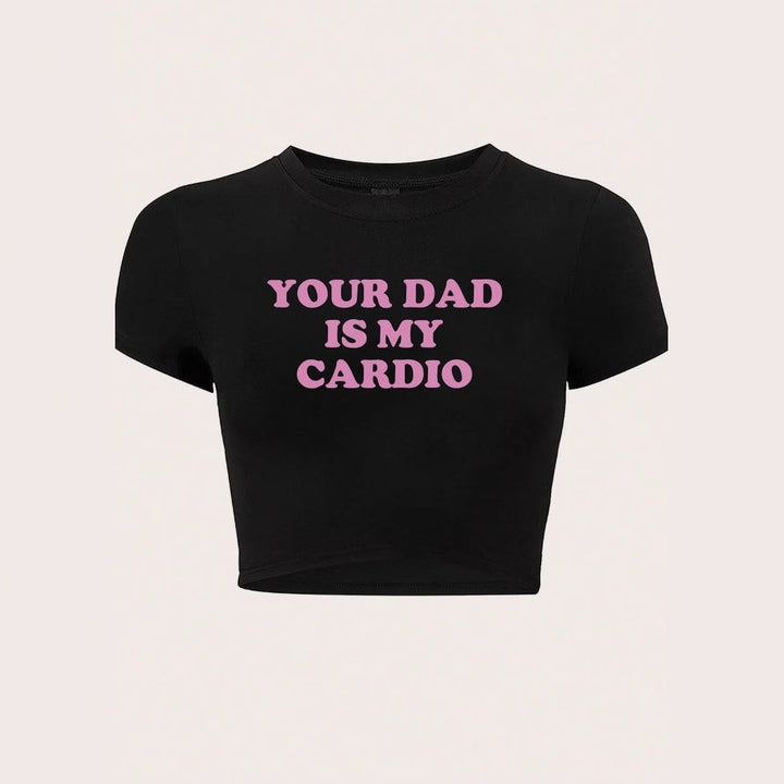 Dame Crop-Top med morsom tekst og moderne snitt Skjora