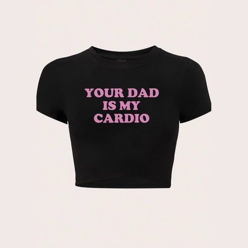 Dame Crop-Top med morsom tekst og moderne snitt Skjora