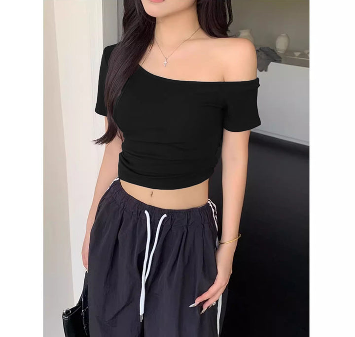 Dame avslappet Crop-Top i Off-Shoulder stil Skjora