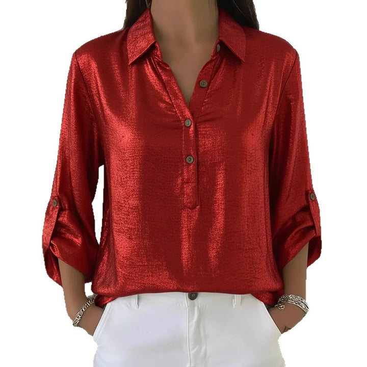 Elegant and glittering women's short-sleeved shirt Skjora