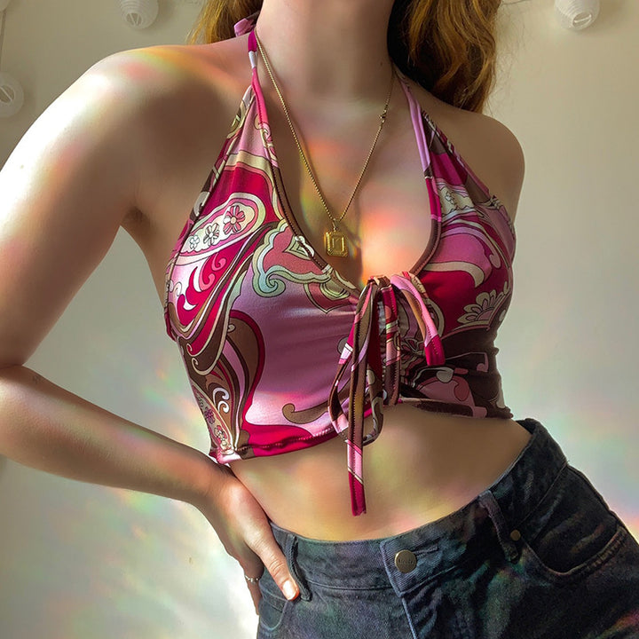 Damer stroppeløs Crop-Top med dekorativ knute Skjora
