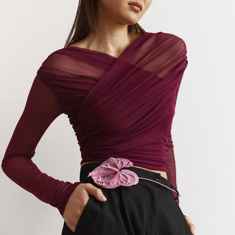 Damer Langerm-Crop-Top Skjora