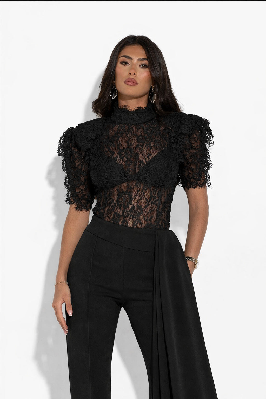 Dame Elegant Flared-Bukser med sidelangs Draperingseffekt Skjora