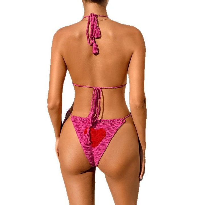 Damen Häkel-Bikini-Set mit Herz-Motiv und anpassbarem Trägersystem Skjora