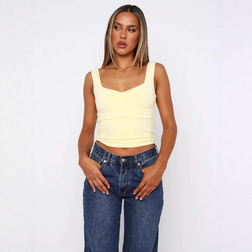 Damer figurtilpasset Crop-Top med brede stropper og V-hals Skjora