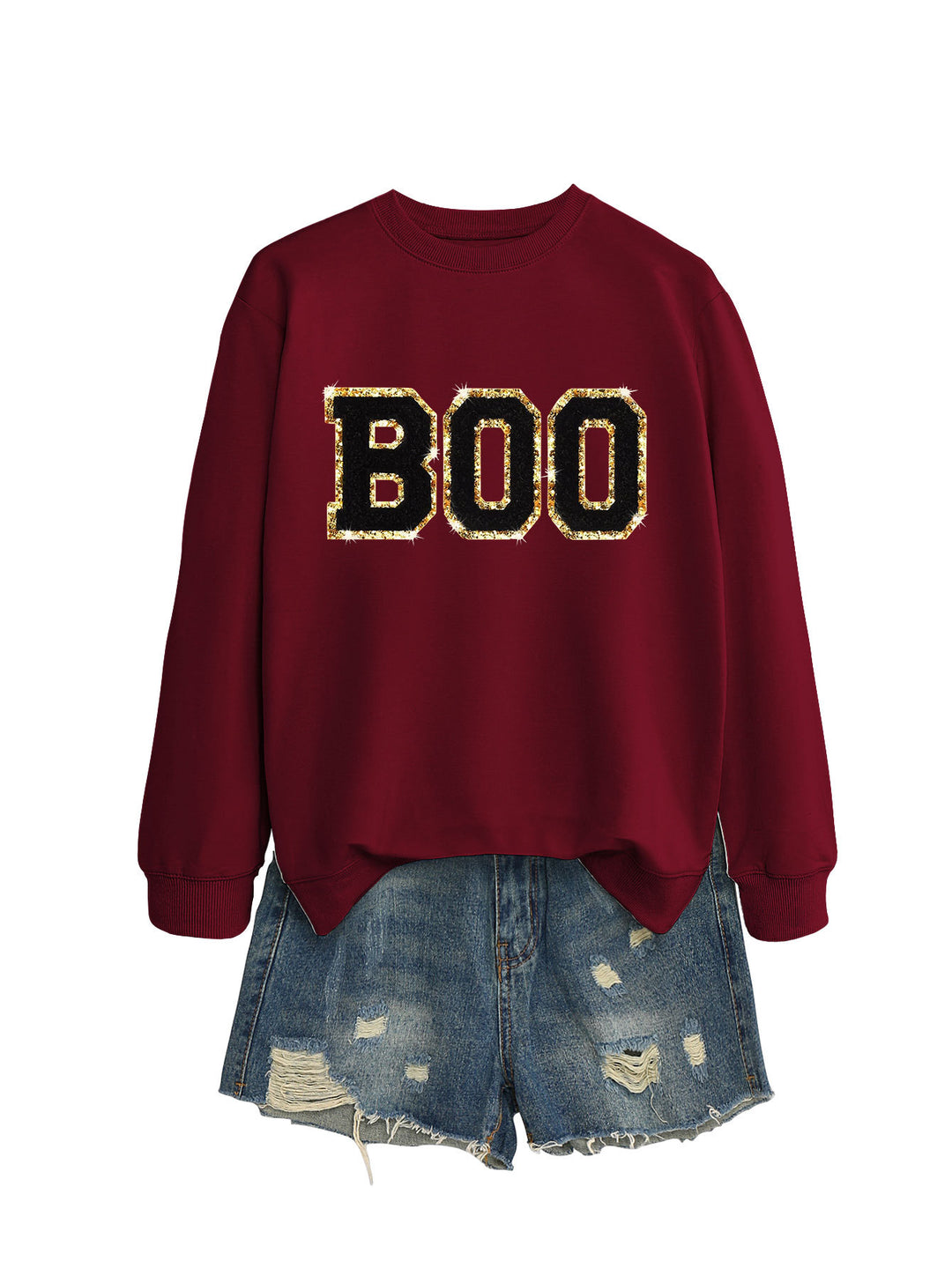 Damer sweatshirt med glitrende trykk Skjora