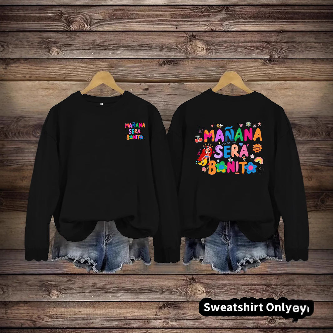 Dame sweatshirt med lekent fargerikt trykk og avslappet passform Skjora