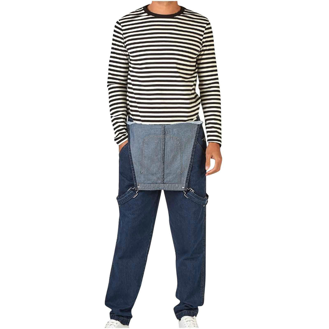 Herrer denim-suspenderbukse med justerbare stropper og praktiske lommer Skjora