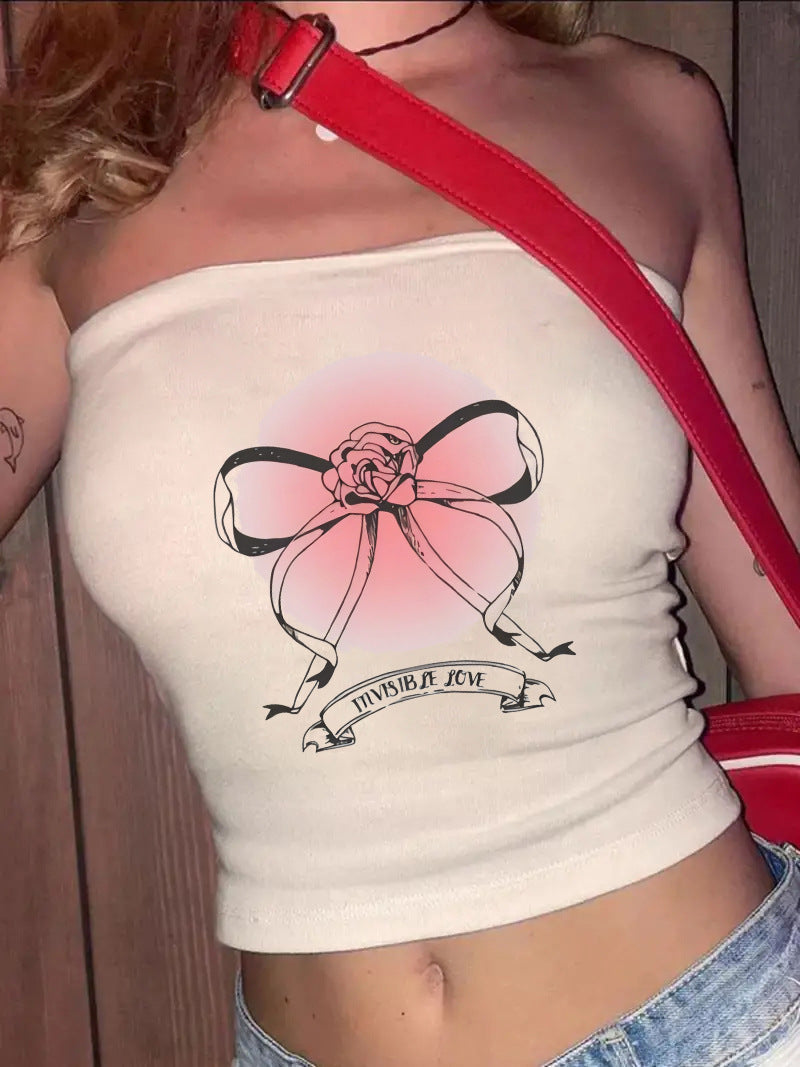 Dame Bandeau-top med elegant spissbåndmotiv Skjora