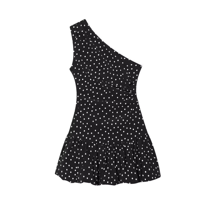 Dame Polka-Dots Minikjole med asymmetrisk U-hals Skjora