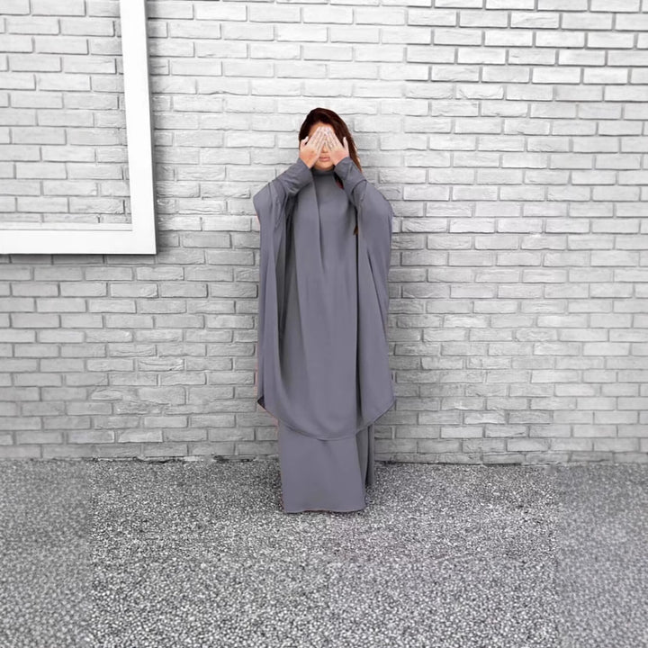 Dames Langermet Kaftan med Elegant Snitt og Bred Design Skjora